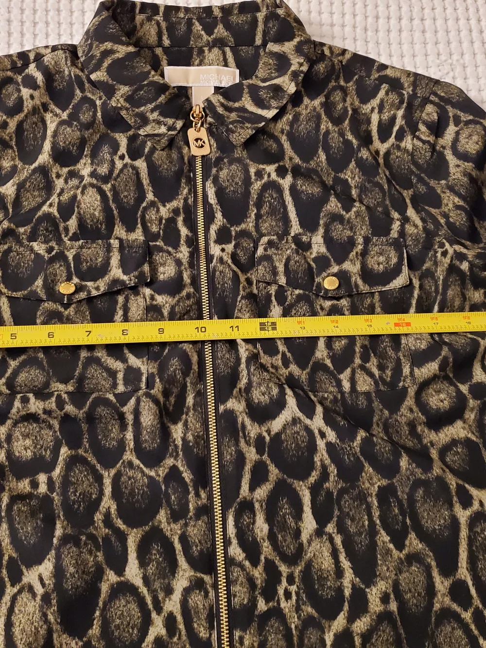 MICHAEL Michael Kors Leopard Print Zip Front Blouse Size L